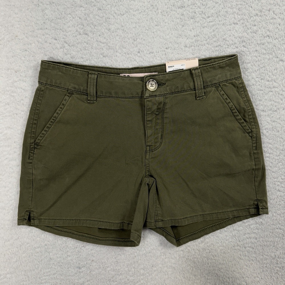 SO Chino Shorts Womens 0 W26.5 Green Mid Rise Stretch New With Tags Hiking
